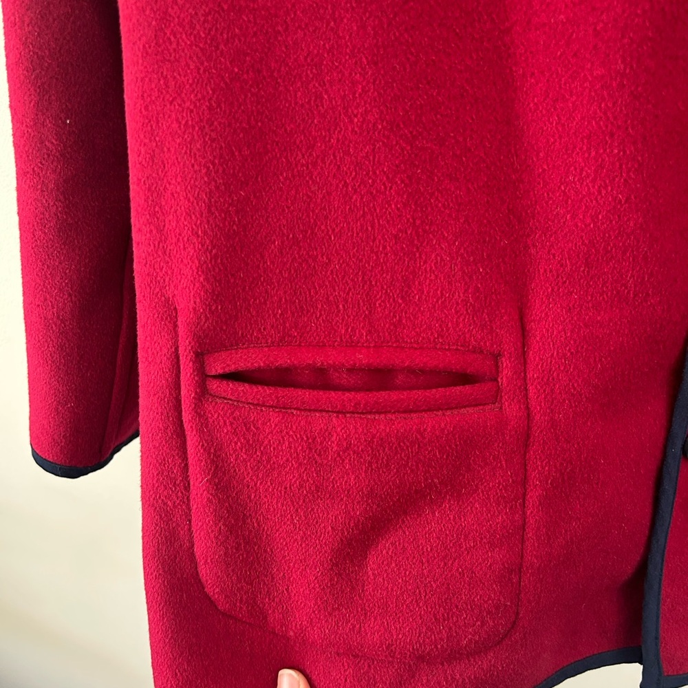 Vintage TABI 90’s Red Reversible Navy Blue Gingham Casual Wool Lightweight Coat - Picture 5 of 8